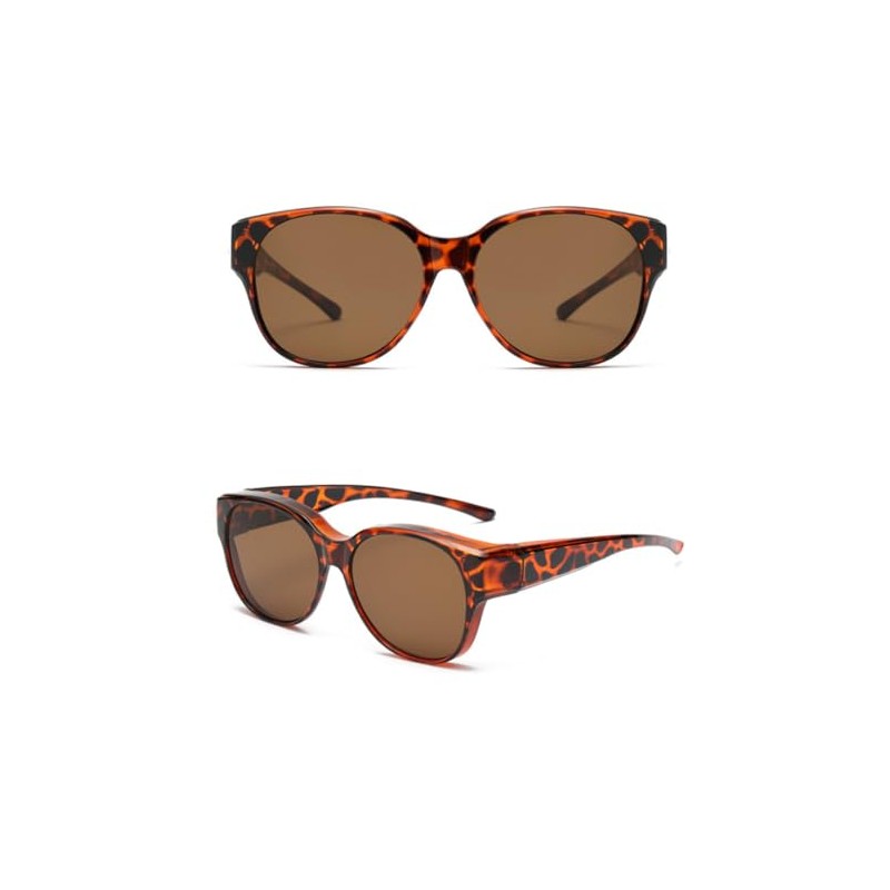 FALINGO Sonnenüberbrille Überzieh Sonnenbrille FASHION EDITION polarisiert UV 400 (Leopard,