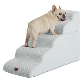 Made4Pets Dog Stairs Ramp for High Bed 22.8" H, 5-Step Pet Stairs for Bed Couch Sofa Climbing, 35D Foam Pet Steps for Small Dogs and Cats, Non-Slip Bottom Dog Steps, Light Grey