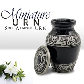 Small Urns Mini urns Small Cremation Urn in Green & Black Funeral Urn for Pet or Human Ashes urn for Memories Miniature urn Funeral Small Urn Decorative urns Mini URNS with Velvet Box
