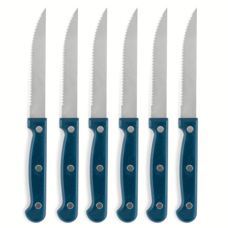 Core Kitchen Set of 6 Colorful Kitchen Steak Knives -