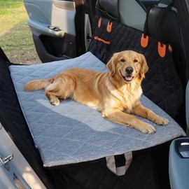 JoyBlooms Dog Bed for Car Back Seat, Dog Cooling Mat with 1.1in/2.8cm Thick Foam, Cooling Anti-Slip Washable Back Seat Pet Bed, 51.6in x 22.6in Fit on Backseat Extenders of SUVs and Small Trucks,Gray