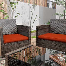 Snubbull 3 Pack Outdoor Patio Seat Cushions Replacement Covers Fit for 4 Pieces 4-Seater Wicker Rattan Patio Conversation Set Loveseat Chair Couch Furniture,36x18x2,18x18x2,Orange-Cover Only