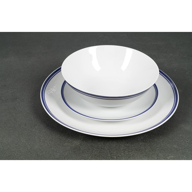 10 Strawberry Street Café Stripe 16 Piece Coupe Dinnerware Set,