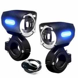 2PC Motorcycle LED Auxiliary Lights Blue/White/Amber Strobe with Switch Wire Offroad Work Lights for Harley Davidson Honda Kawasaki Suzuki Yamaha ATV UTV GMC Savana Jeep Car Trucke Forklifts Boat