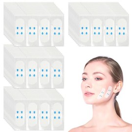 160uds Cinta Lifting Facial, Parches Invisibles Lifting Cuello Cinta Reafirmante Instantánea Cuello Contorno Facial Tiras Adhesivas Impermeables Reafirmantes para Papada Mejillas Piel Flácida