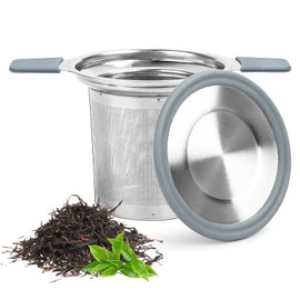 Tea Strainer for Loose Tea, Stainless Steel Tea Filter with Lid and Anti-scalding Handle, Reusable Tea Strainer for Cup Teapot