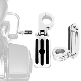Sresk 1 1/4" Motorcycle Highway Pegs Crash Bar Foot Pegs Engine Guard Footrest Clamp Mount Compatible with Harley Touring Softail Dyna Sportster Honda Kawasaki Suzuki Yamaha Indian 1.25"(Chrome P3)