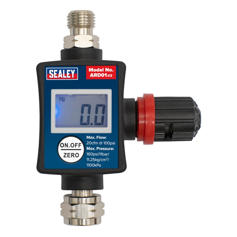 Sealey Ard01 On-Gun Air Pressure Regulator/Gauge Digital