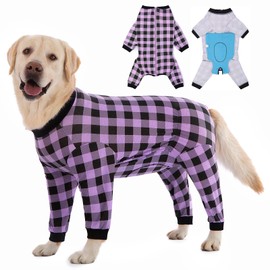 Dog Recovery Suit Full-Zipper After Post-Surgery Large Medium Dogs, Dog Bodysuit for Prevent Licking& Chewing Wounds Onesies Cone Alternative (Purple, 3X-Large)