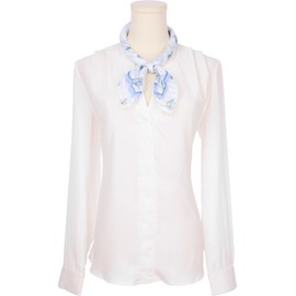 Elerevyo Women's Floral Printed Cotton Blended Scarves, 21.7" Small Square Flowers Headscarf Neckerchief Flowers-Blue