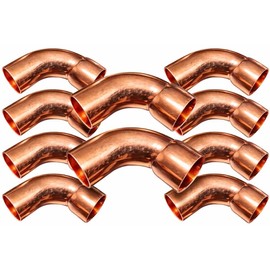 (10 PACK) 7/8 Long Street 90 Degree Elbow HVAC 7/8 LR 90 ACR (FTG x C) Long Turn Copper Pipe Fitting, Line-Set