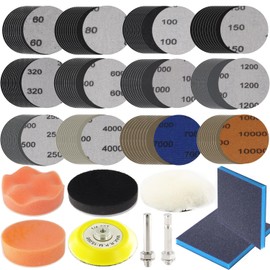120pcs Sand Paper 3 Inch Sanding Disc Grit 60-10000 Wet Dry Sandpaper with 1/4" Shank Backer Plate and Sanding Sponge and Soft Foam Buffering Pad Drill Sanding Attachment