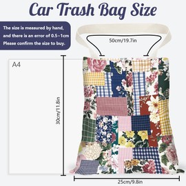 DELORIGIN Auto Müllsack Mit Blumenmuster Zum Aufhängen Mit Druckknöpfen Müllaufbewahrung Wiederverwendbar Autos Tragbarer Mülleimer Für Auto Innenausstattung