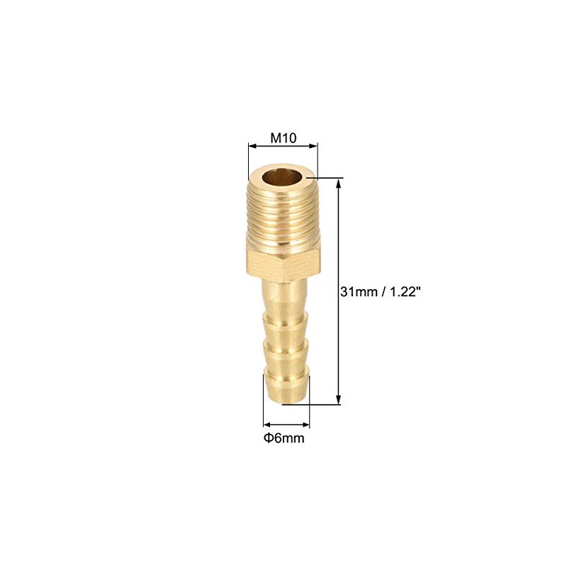 sourcing map Brass Metric Male to Barb Hose Connector 6mm