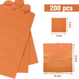 Fuutreo 200 Pcs Scalloped Cocktail Napkins Thick Paper Napkins Disposable Party Napkins Beverage Napkins for Wedding Dinner Birthday Supplies, 5 x 5 Inch (Terracotta)