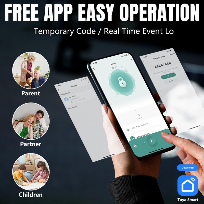 Smart Fingerprint Door Lock, Digital Keypad Handle with Biometric Entry,