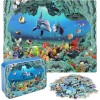 LELEMON 100-Piece Underwater Ocean Jigsaw Puzzle for Kids 4-8 Dolphins