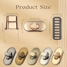 TXIN 15 Pieces Twist Lock Fastener Purse Turn Locks Clasp Bag Closure Metal Clip Hardware for DIY Handbag Craft Making Supplies(5 Colors)