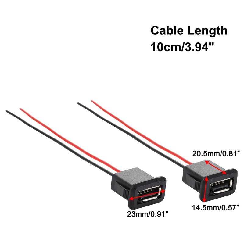 Greluma 5pcs 3A 2 Pin USB Female 2 Wire USB