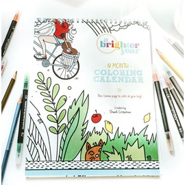 18 month coloring book calendar - A Brighter Year - coloring pages for adults, coloring books for adults