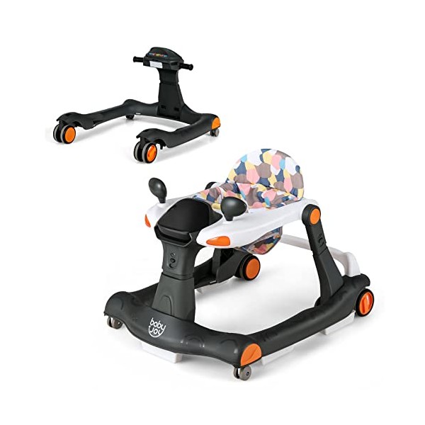 BABY JOY 2-in-1 Baby Walker, Foldable Activity Walker with Adjustable