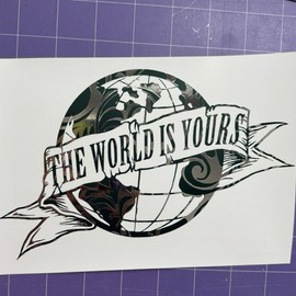THE WORLD IS YOURS - Tony Montana Engraved Decal - Color: White