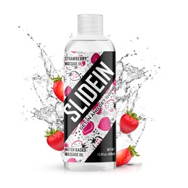 SLIDEIN Strawberry Massage Oils Bottles - Scented Body Oils for Men and Women - Organic Body Oil with Smooth and Slippery Texture - Essential Strawberry Body Oil for Relaxation (13.5 fl oz) Pack of 6