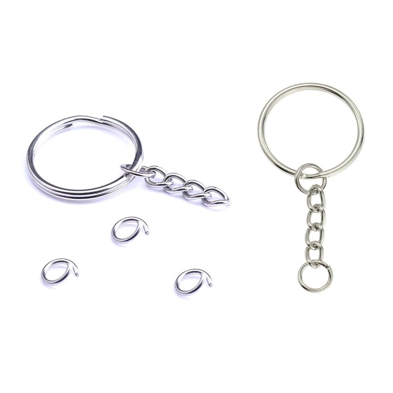 ZoloAJay 50Sets 1 inch Keychain Rings Silver Split Round Key