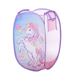 Idea Nuova JoJo Siwa Bow Unicorn Believe in Your Dreams Pop Up Hamper with Durable Carry Handles, 21'' H x 13.5'' W X 13.5'' L