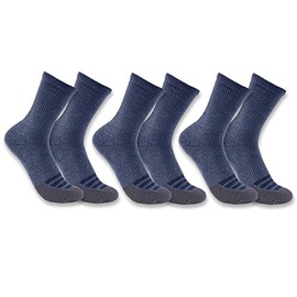 Carhartt Women's Force Midweight Logo Crew Sock 3 Pack, Denim, M