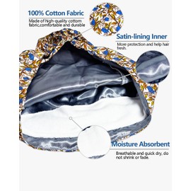 ORKSEA Satin Lined Scrub Caps with Buttons Sweathand Nurse Surgical Bouffant Adjustable Hat Ponytail Working Long Hair