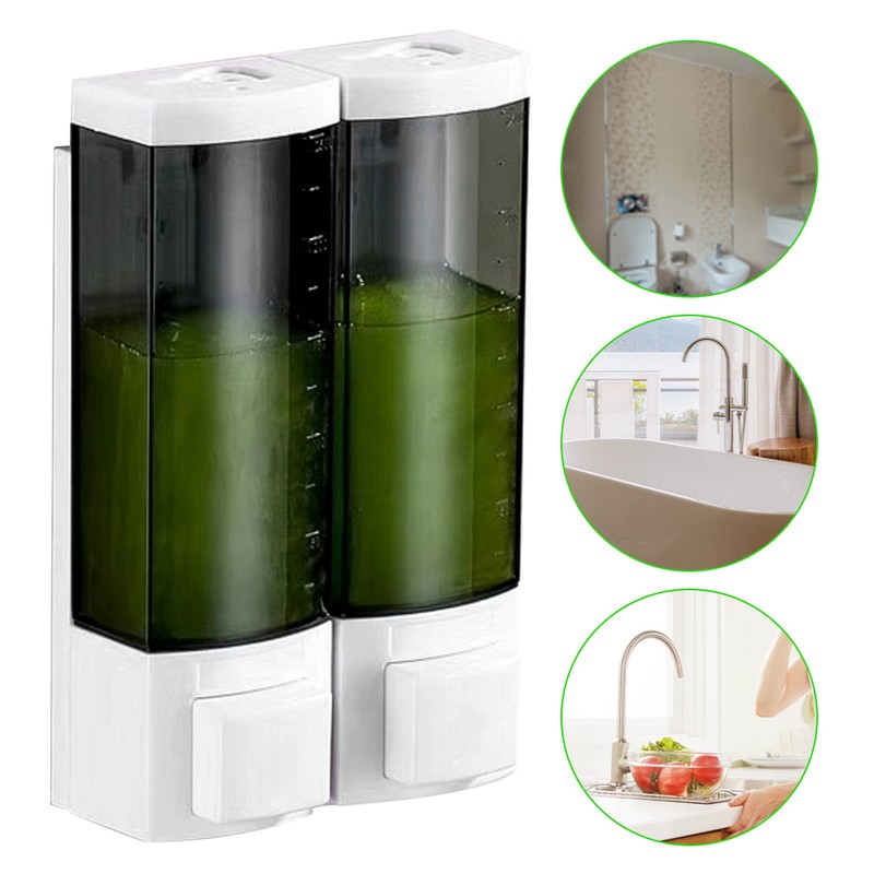Dual Head Liquid Soap Dispenser Wall Mount Shampoo Dispenser for