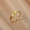 LUTAKU Stainless Steel Deer Antler Finger Rings for Women Girls