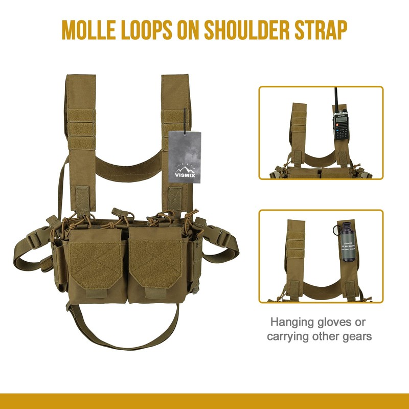 VISMIX Tactical Chest Rig, Adjustable&Detachable Molle Chest Rigs