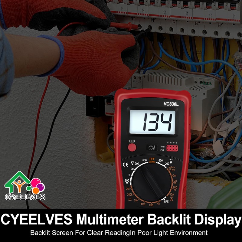 Pocket Digital Multimeter, Multifunction Battery Tester with LCD Backlight Display,