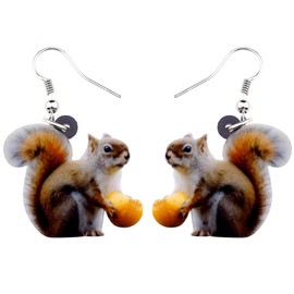 NEWEI Christmas Squirrel Earrings Acrylic Squirrel Dangle Jewelry For Women Festival Charms (Brown)