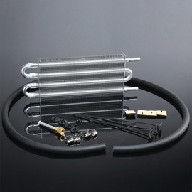 4 Row An6 Universal Aluminum Remote Transmission Oil Cooler, 12-3/4" X 5" X 3/4" Silver