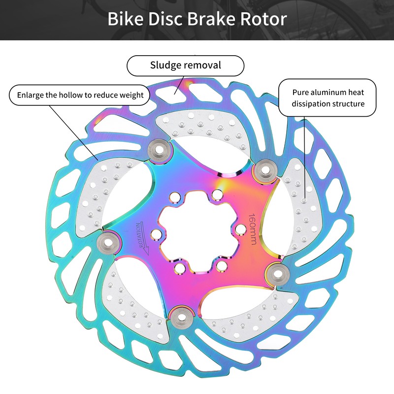 Mountain Bike TitaniumPlated Cooling Disc Brake Rotor 6 Nails Cycling
