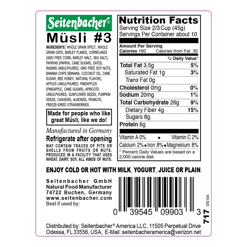 Seitenbacher Muesli Cereal #3 – For Active People – Fruit