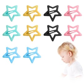 BIRLOZA Pack of 10 Star Hair Clips, Mini Hair Clips, Colourful Star Hair Clip, Hair Accessories, Pentagram, Metal Snap Headpiece, for Children, Girls and Madame