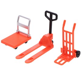 VICASKY Mini Forklift Toy for Desk Jack Stands Miniature Construction Set - Hand Trolley, Forklift, Platform Cart Educational Traffic Simulation Kids, Orange, 1.18 * 0.82inch Stand Accessory