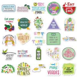 Healthy Diet Stickers Pack, ATMBD 50Pcs Eating Health Decals for Decoration Laptops Water Bottle Fridge Furniture Kitchen, Leave Anorexia Encourage Love Food Sticker for Kids Teens