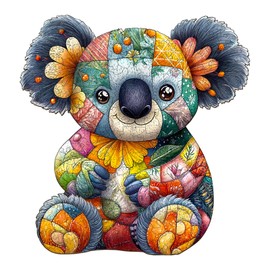 Wooden Puzzles for Adults, Wooden Jigsaw Puzzles for Adults Kids, Patchwork Koala Unique Shaped Wood Puzzles Adult, Creative Birthday Gifts for Friends Family Game (13.4 * 12.8in 280pcs)