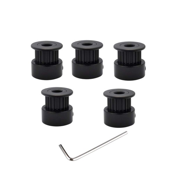 5 x Black GT2 Pulley 20T 5mm Bore For Creality