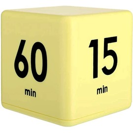 DQDEDIAN Cube Timer, Kitchen Timer with Gravity Flip Countdown Settings 15-20-30-60 Minutes for Time Management and Work, Study, Desk,Exercise, Cook, Baking(Yellow)