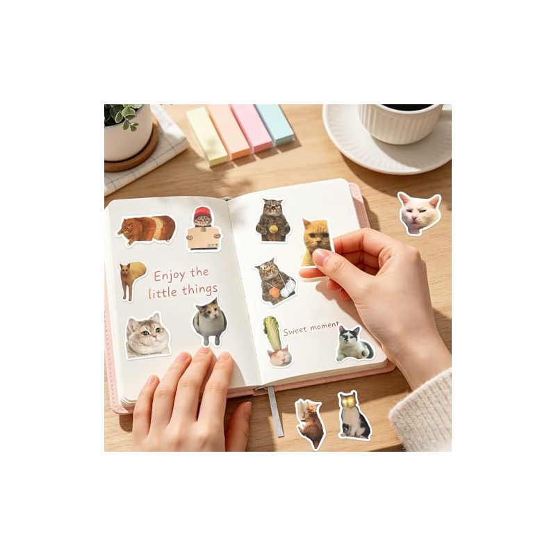 Pack of 100 Funny Meme Sticker Set, Cat Meme Stickers,