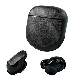 MightySkins Glossy Glitter Skin Compatible with Bose QuietComfort Earbuds II (2022) - Black Leather | Protective, Durable High-Gloss Glitter Finish | Easy to Apply and Change Styles | Made in The USA
