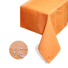 FORSOFTBODY 100% Waterproof PVC tablecloths Rectangular,4-6 Seats, Oil Spill Proof Stain Resistant Vinyl Table Cloth, Wipe Clean Plastic Table Covers for Kitchen/Dining/Parties - 55''x86'', Orange