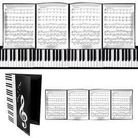 Music Folder 6 Sides for Music Sheets A4 Music Folder, Black Waterproof Music Folder, Foldable Music Organiser for Musicians Choir Folder
