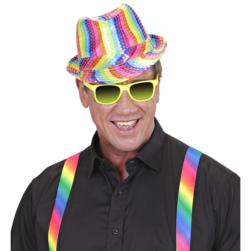 WIDMANN 0081U ? Sequin Fedora Hat In Colours of Rainbow,